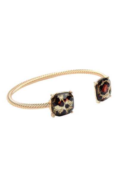 TWISTED WIRE LEOPARD CUFF BRACELET