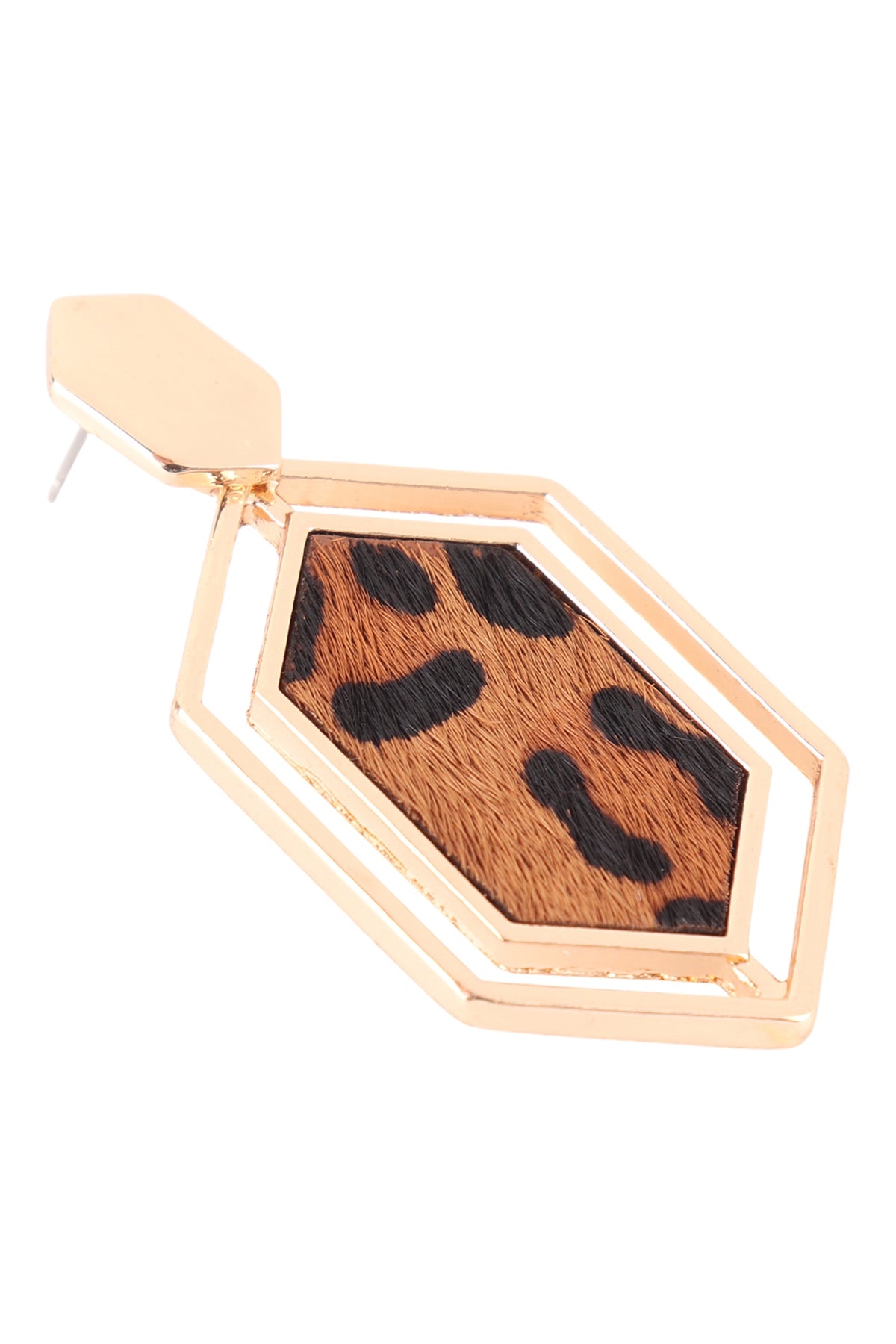 HEXAGON SHAPE REAL CALF HAIR LEATHER POST EARRINGS (NOW $1.50 ONLY!)