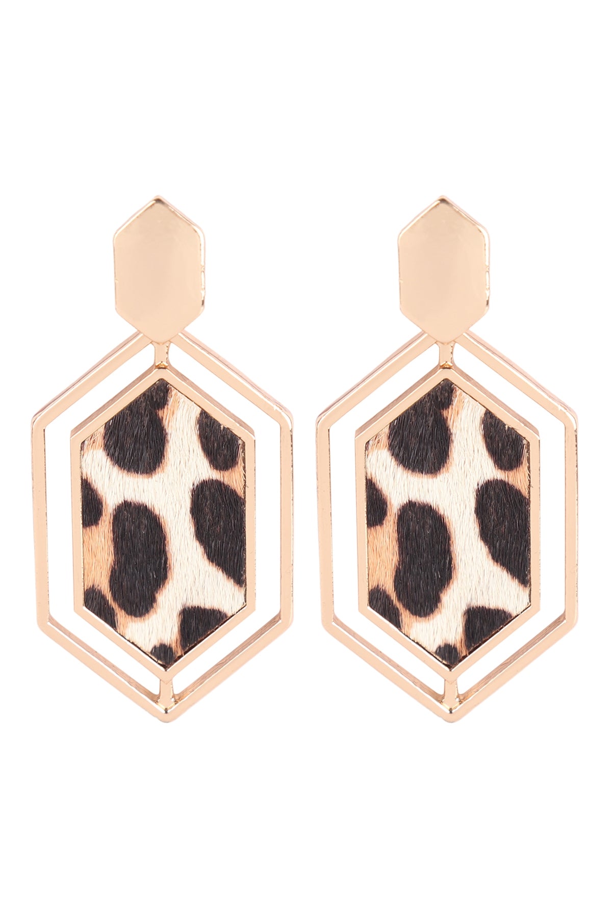 HEXAGON SHAPE REAL CALF HAIR LEATHER POST EARRINGS (NOW $1.50 ONLY!)