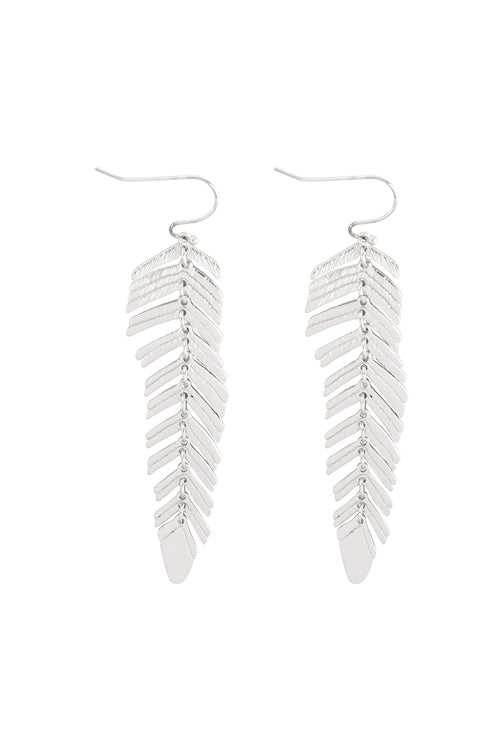 2" FEATHER SHAPED METAL HOOK EARRINGS