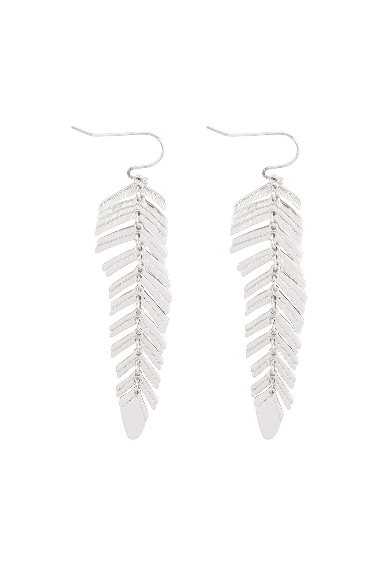 2" FEATHER SHAPED METAL HOOK EARRINGS