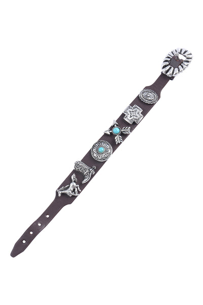 WESTERN CONCHO HORSE BOOTS ARROW LEATHER BRACELET