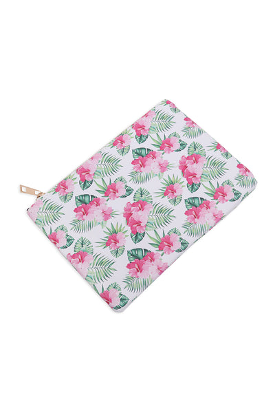 TROPICAL FLOWER PRINT POUCH