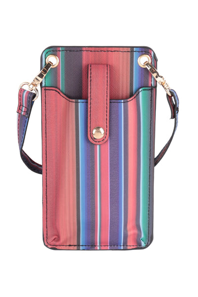 WOMENS STRIPE SMALL CROSSBODY CELL PHONE BAG