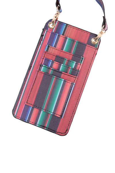 WOMENS STRIPE SMALL CROSSBODY CELL PHONE BAG