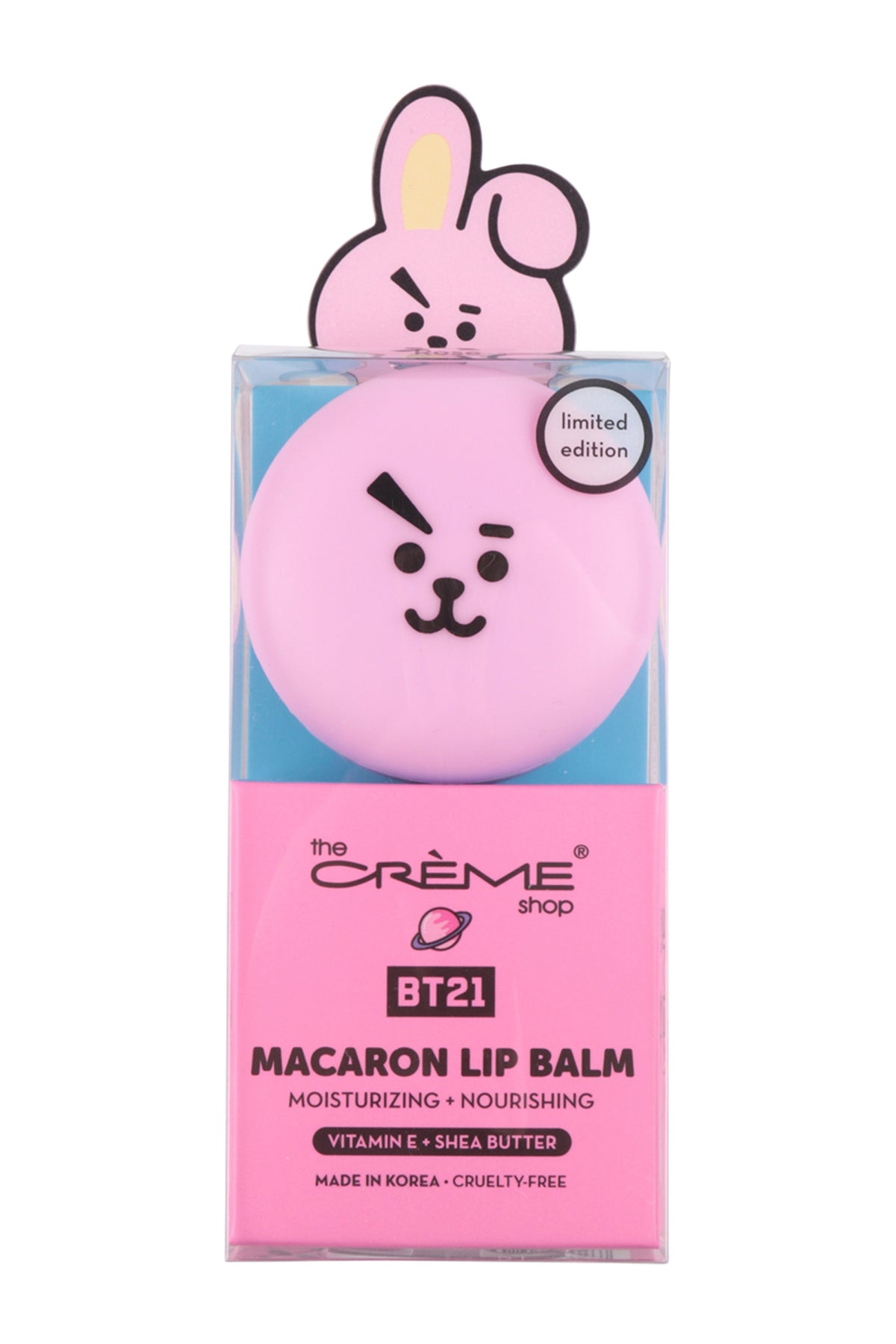 TCS BT21 MACARON LIP BALM W/ VITAMIN E PLUS SHEA BUTTER - COOKY ROSE MACARON/1PC