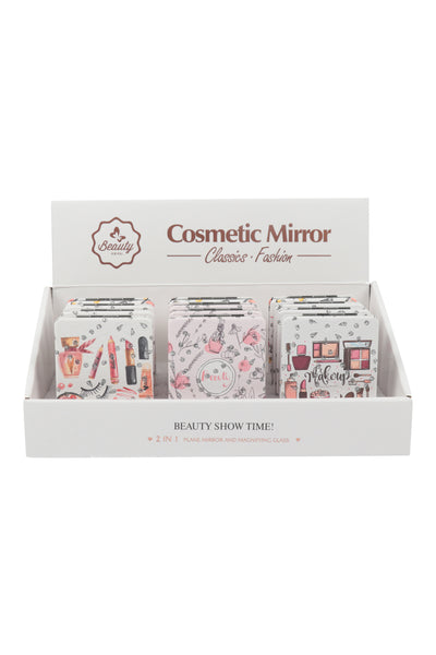 CHIC MAKE UP PRINT RHINESTONE RECTANGLE COMPACT MIRROR SET