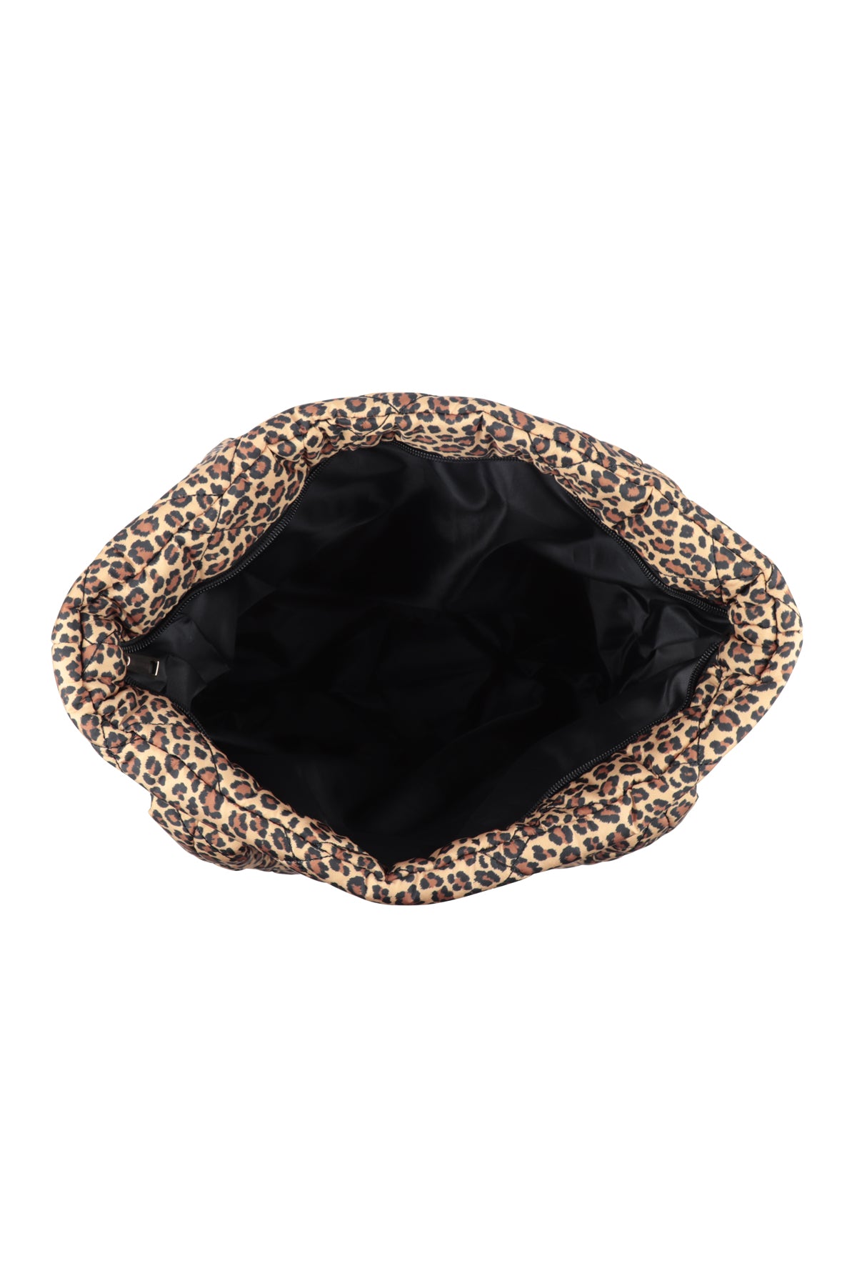 LEOPARD PADDED TOTE BAG-BROWN