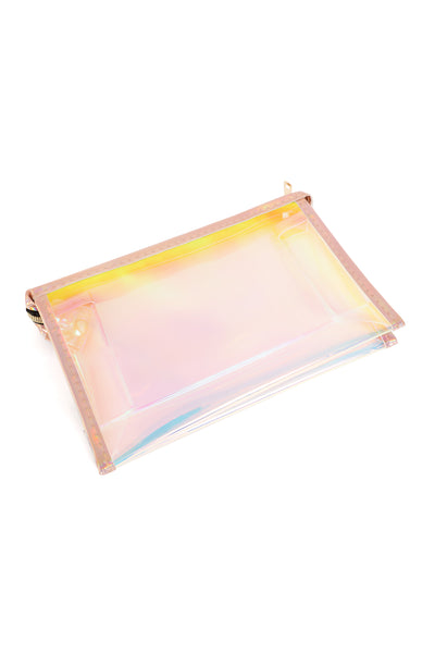 IRIDESCENT HOLOGRAHIC COSMETIC POUCH