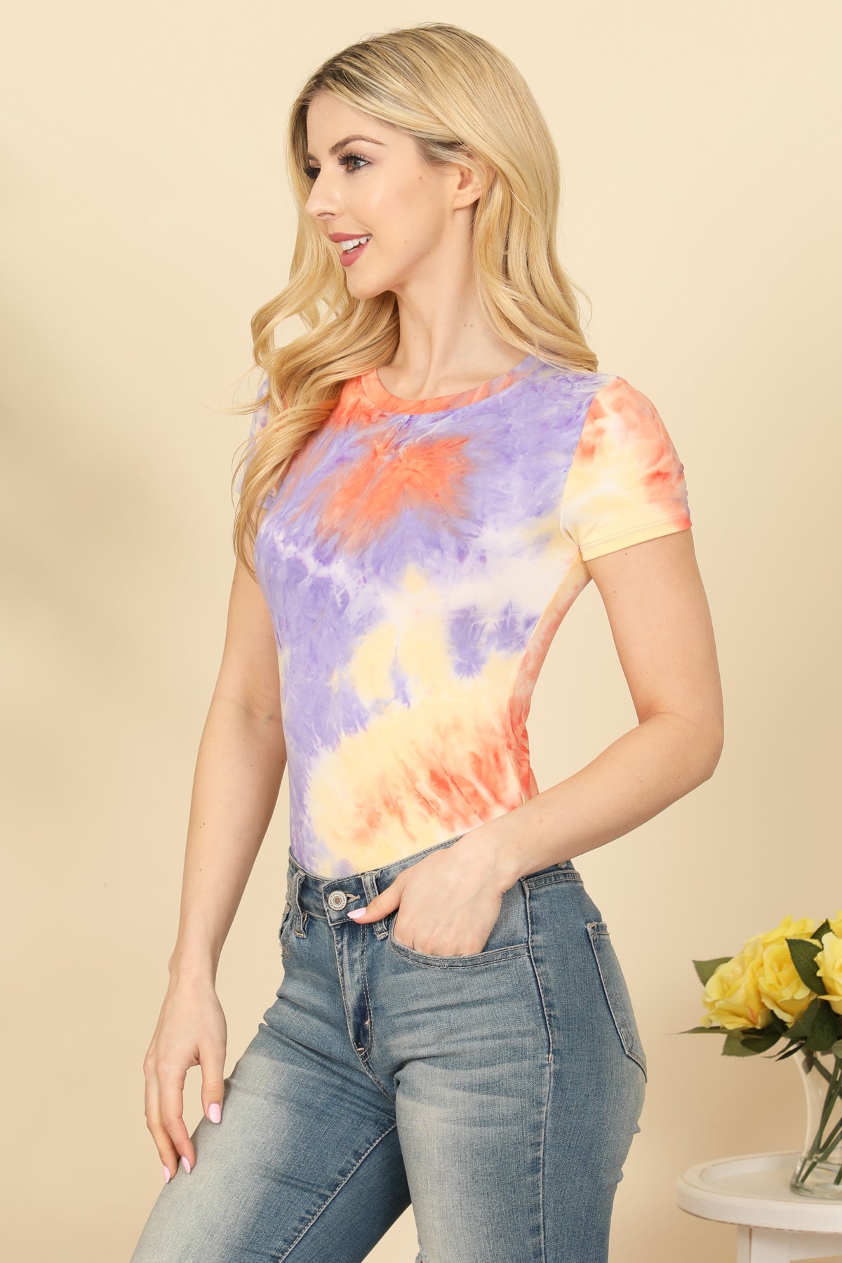 ORANGE VIOLET TIE DYE BODYSUIT 2-2-2 (NOW $1.25 ONLY!)