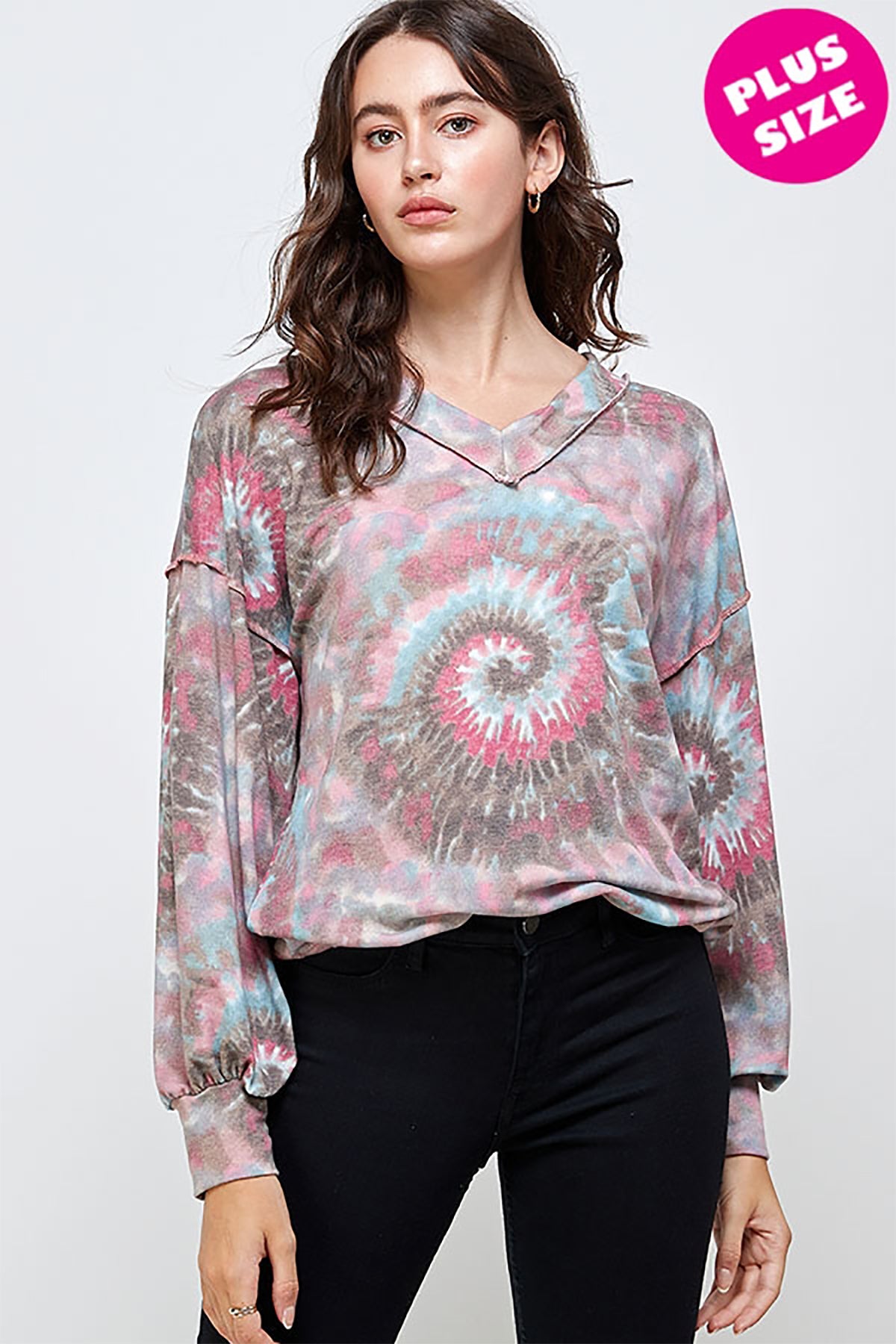 MAUVE AQUA TIE DYE PLUS SIZE TOP 2-2-2