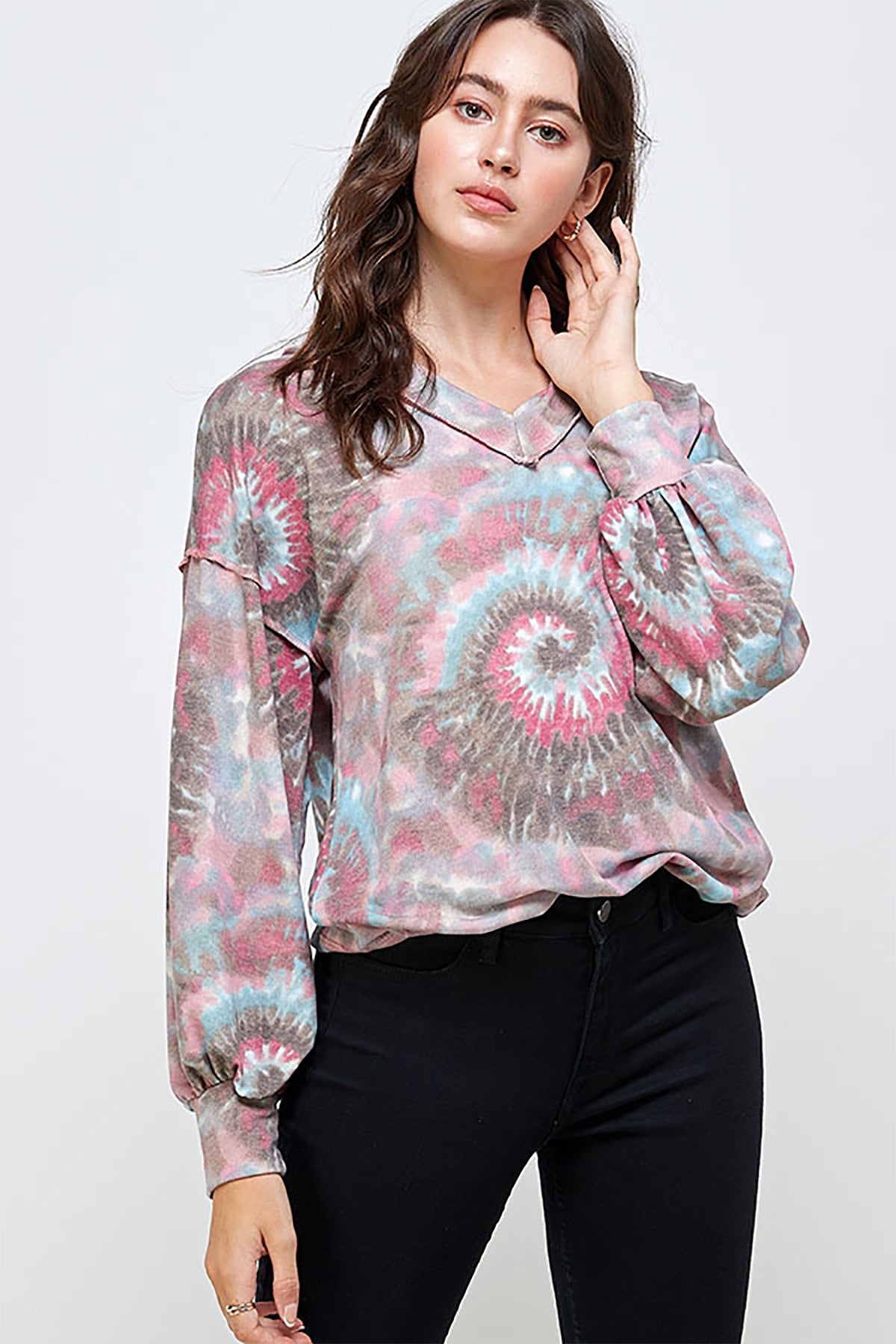 MAUVE AQUA TIE DYE PLUS SIZE TOP 2-2-2