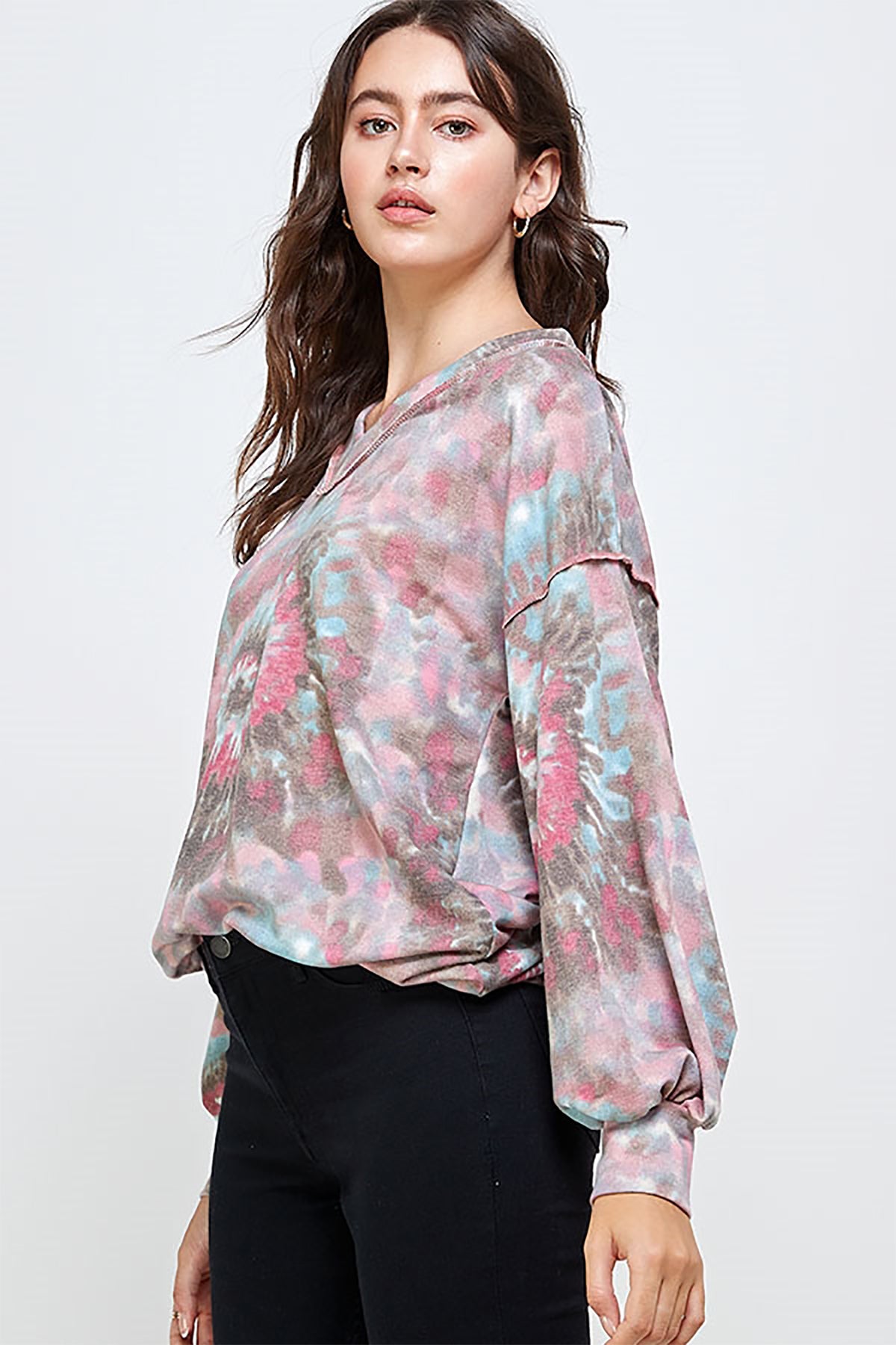 MAUVE AQUA TIE DYE PLUS SIZE TOP 2-2-2