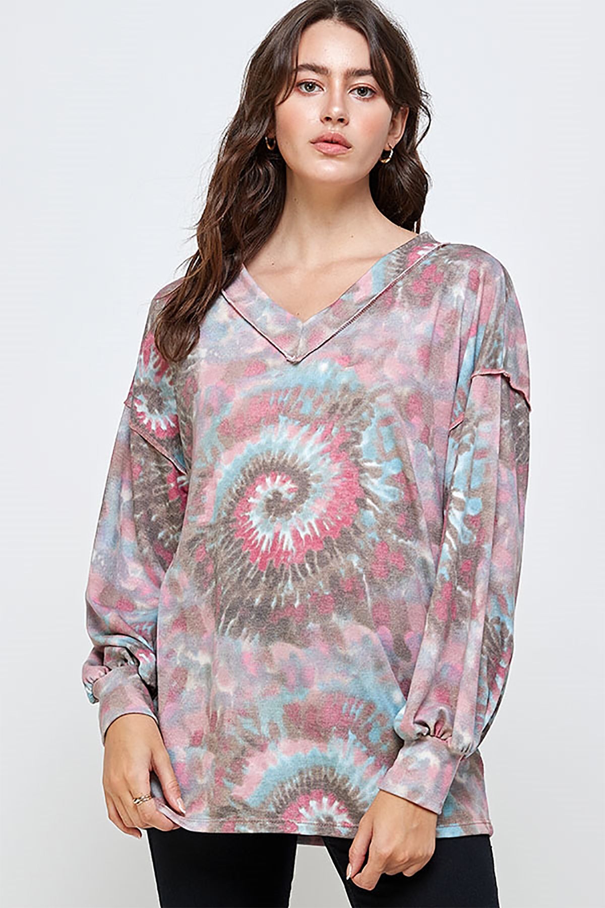 MAUVE AQUA TIE DYE PLUS SIZE TOP 2-2-2