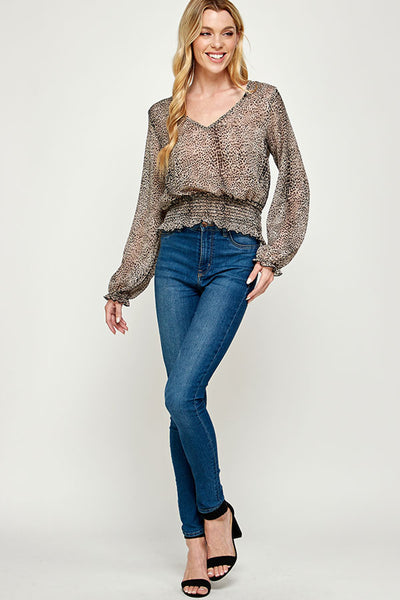 TAUPE BLACK LEOPARD PRINT TOP 2-2-2