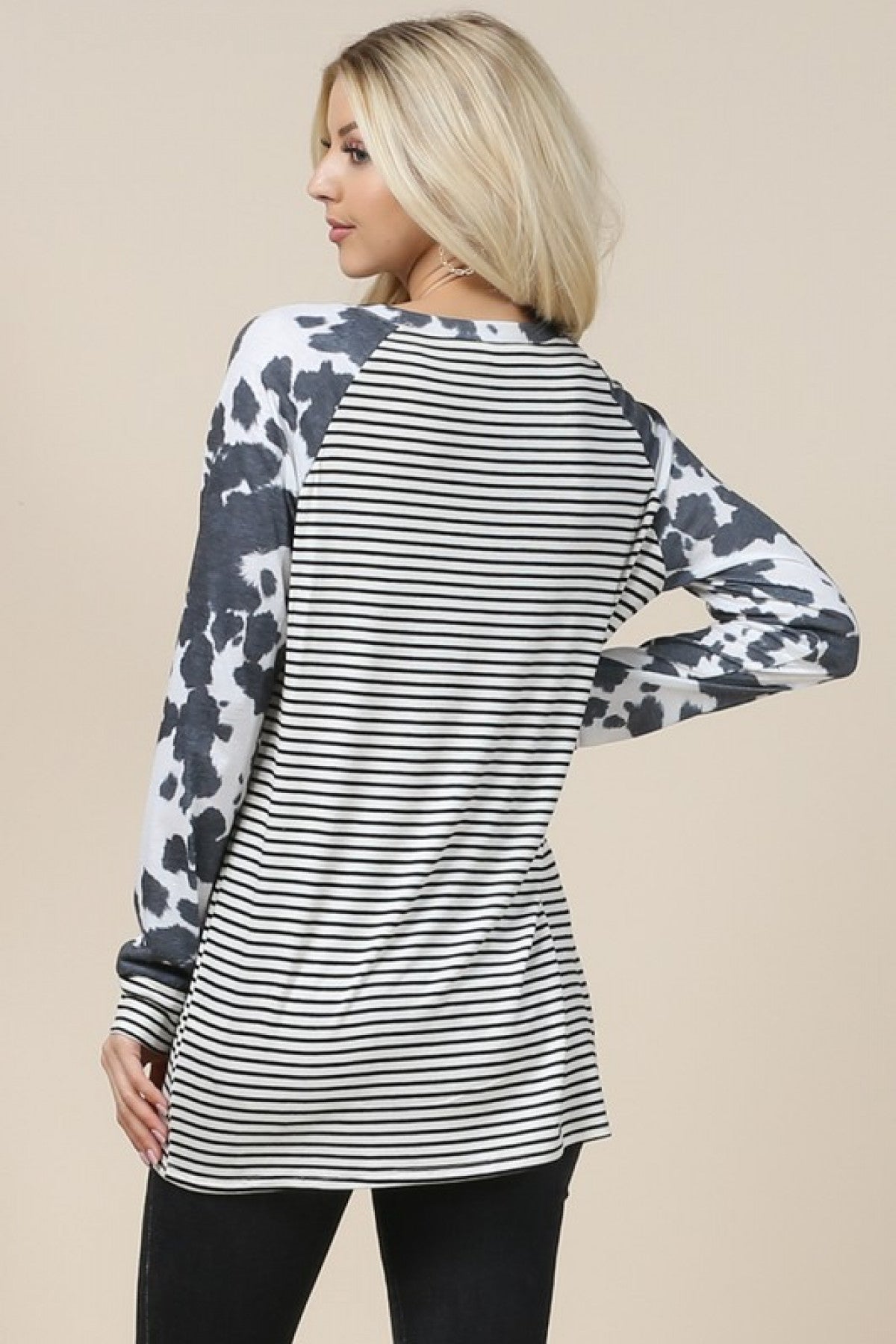 BLACK COW STRIPES TOP 1-2-2-1