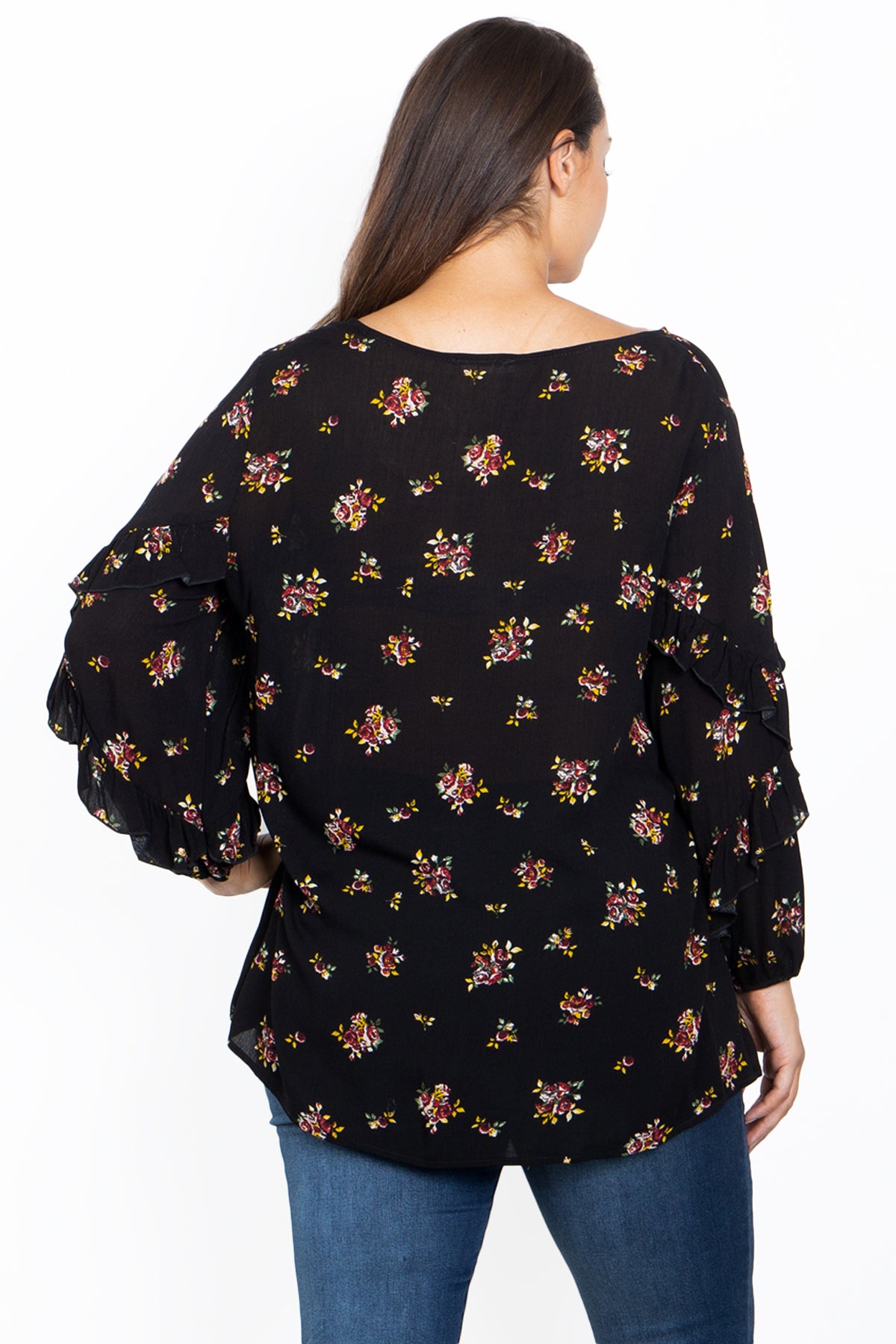 BLACK FLOWER PRINT PLUS SIZE TOP 2-2-2