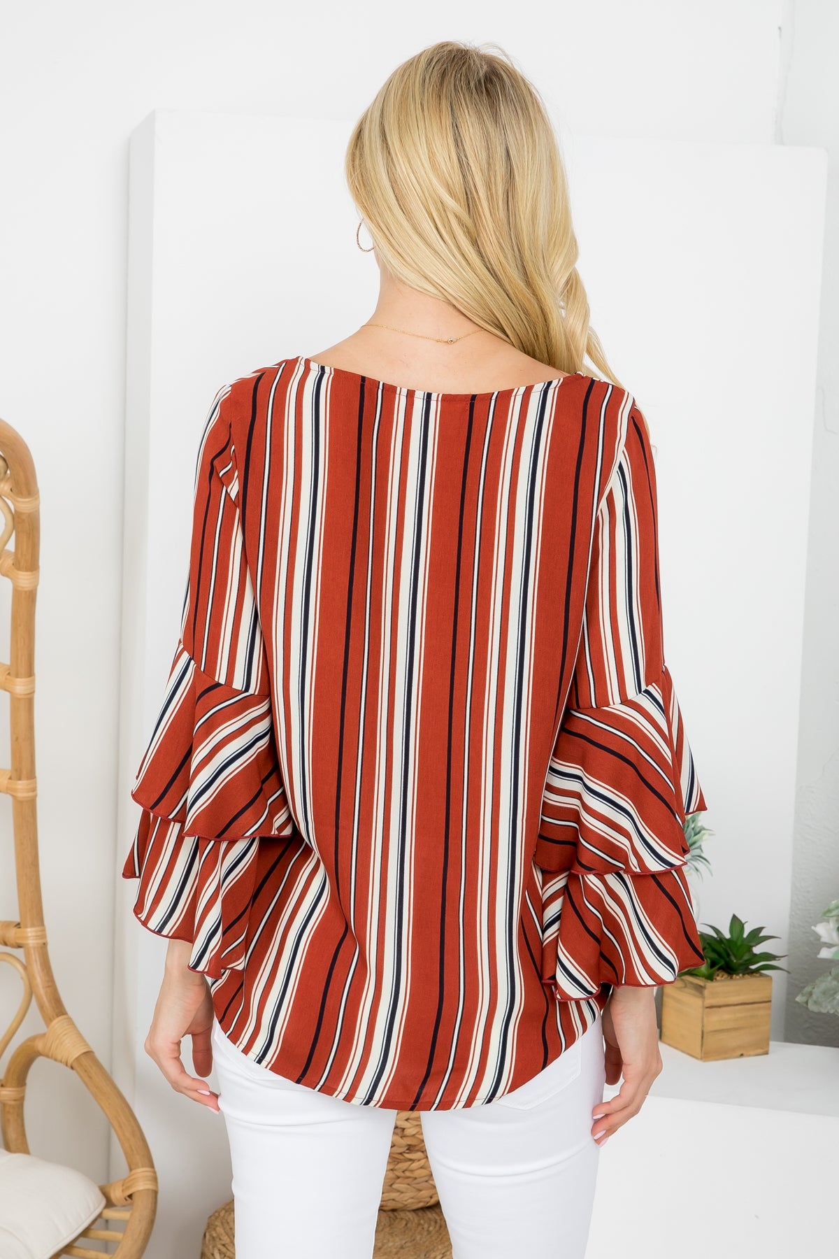 RUST WITH STRIPES PLUS SIZE TOP 2-2-2