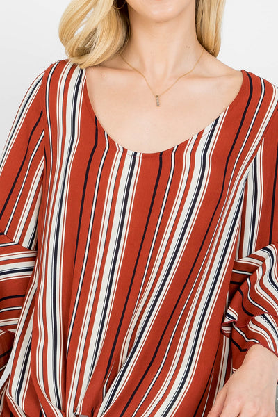 RUST WITH STRIPES PLUS SIZE TOP 2-2-2