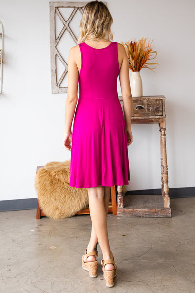 SCOOP NECK SLEEVELESS FLARED DRESS 2-2-2