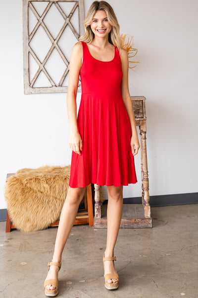 SCOOP NECK SLEEVELESS FLARED DRESS 2-2-2