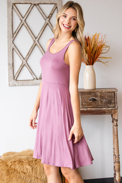 SCOOP NECK SLEEVELESS FLARED DRESS 2-2-2