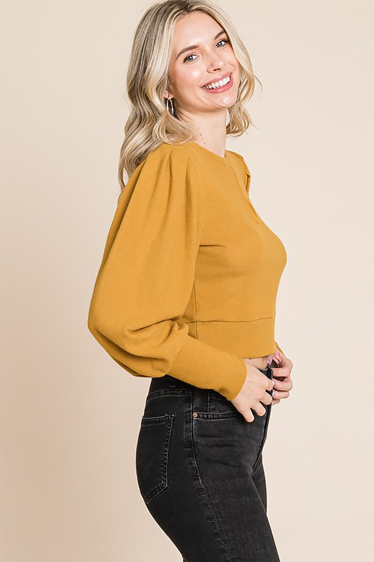 BUBBLE LONG SLEEVE CROP TOP 2-2-2