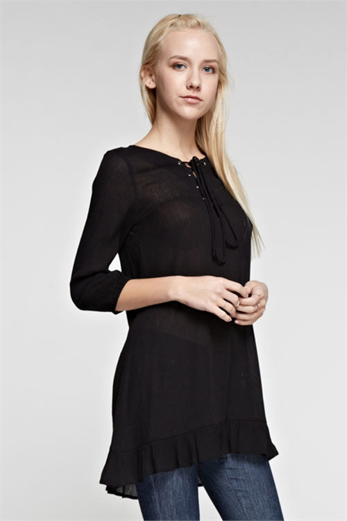 D8077-NECK TIE DETAIL TOP 3-2-0