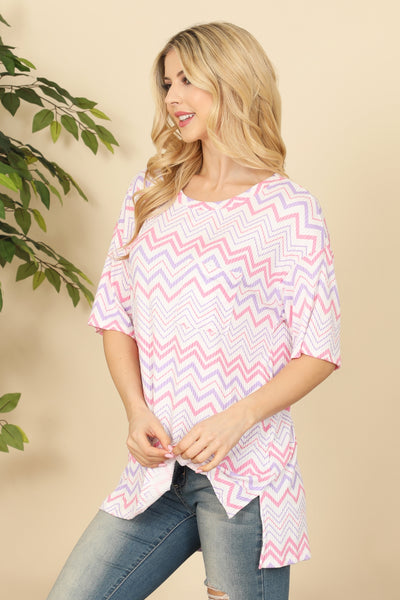 WHITE MULTICOLOR CHEVRON STRIPE TOP-2-2-2