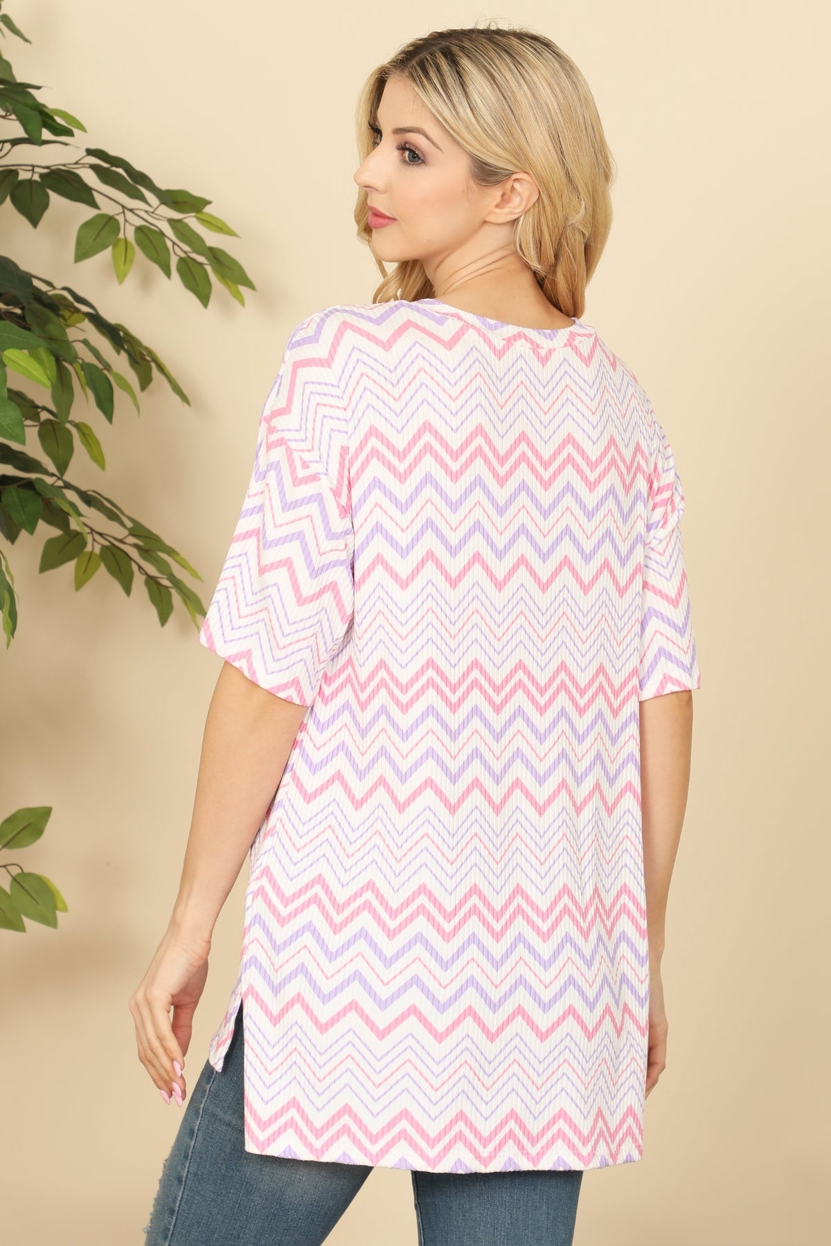 WHITE MULTICOLOR CHEVRON STRIPE TOP-2-2-2