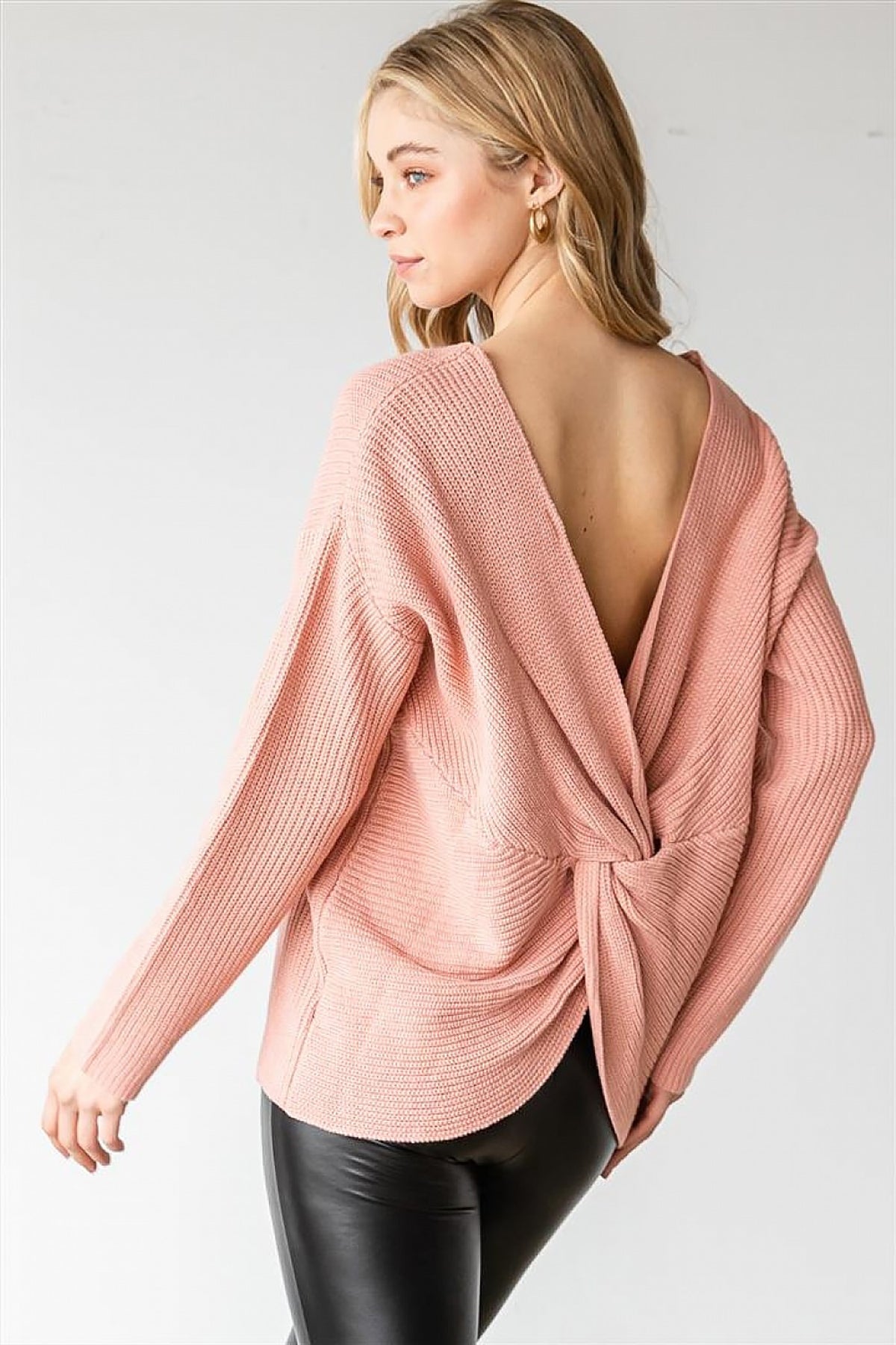 MAUVE PLUS SIZE TWISTED OPEN BACK SWEATER 2-2-2