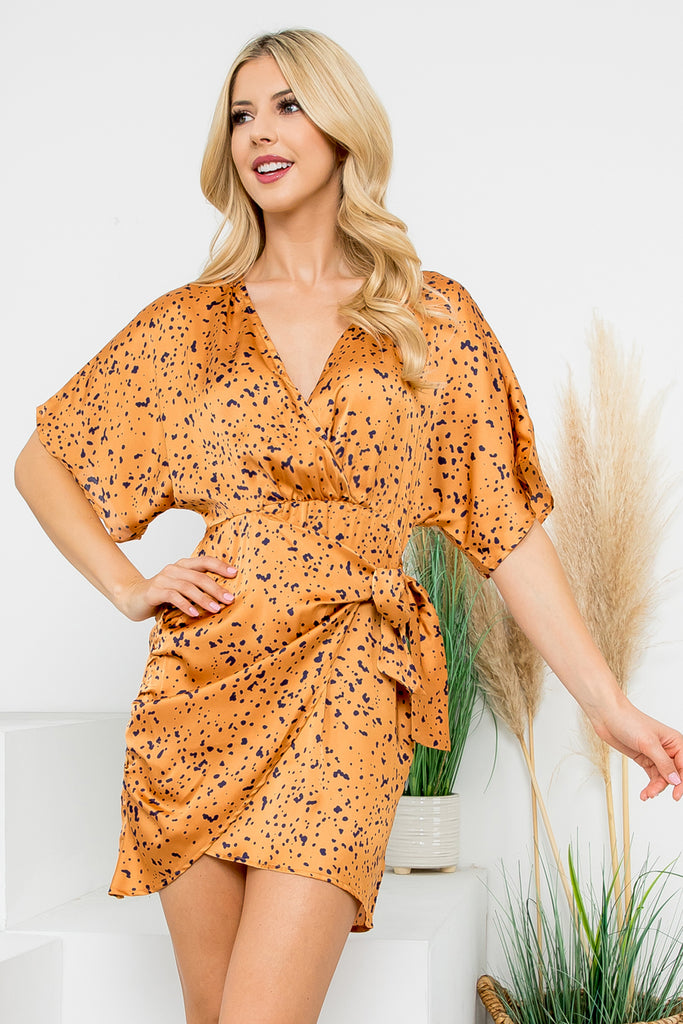 GINGER SURPLICE NECKLINE RIBBON DETAIL DRESS 3-2-1 (NOW $6.75 ONLY