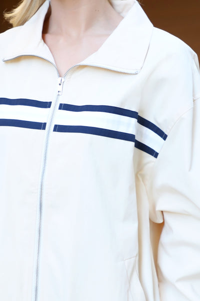 IVORY STRIPE DETAIL ZIP WINDBREAKER JACKET 1-2-2-1 (NOW $6.75 ONLY!)