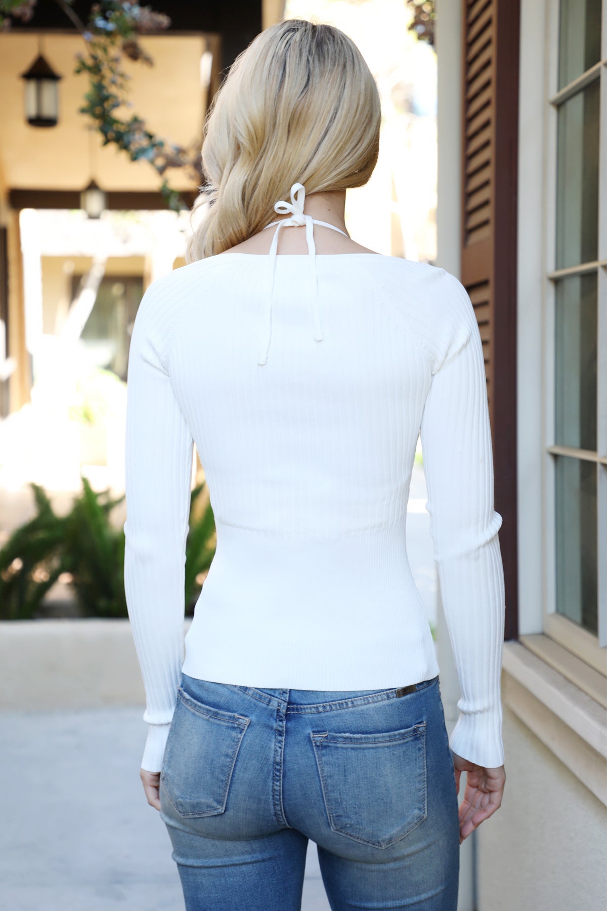 RIB ELASTIC DETAIL LONG SLEEVE TOP 3-2-1