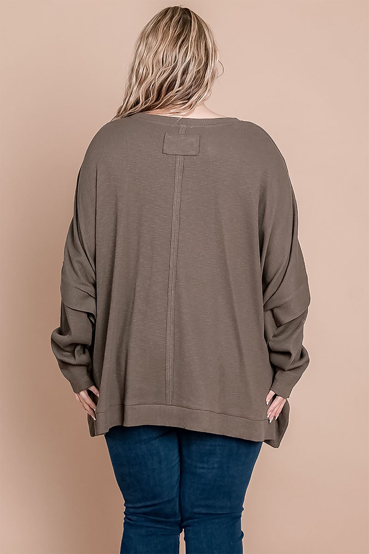 OLIVE PLUS SIZE OVERSIZED PULLOVER TOP 2-2-2