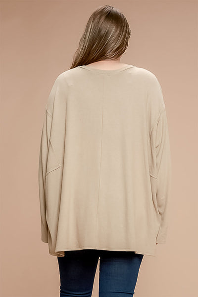 TAUPE PLUS SIZE LONG SLEEVE TOP 2-2-2