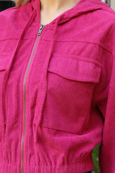 MAGENTA CROPPED HOODIE JACKET 2-2-2