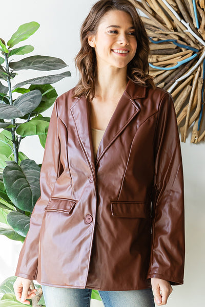 CHOCOLATE LEATHER JACKET 2-2-2