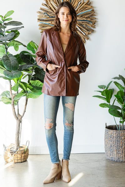 CHOCOLATE LEATHER JACKET 2-2-2