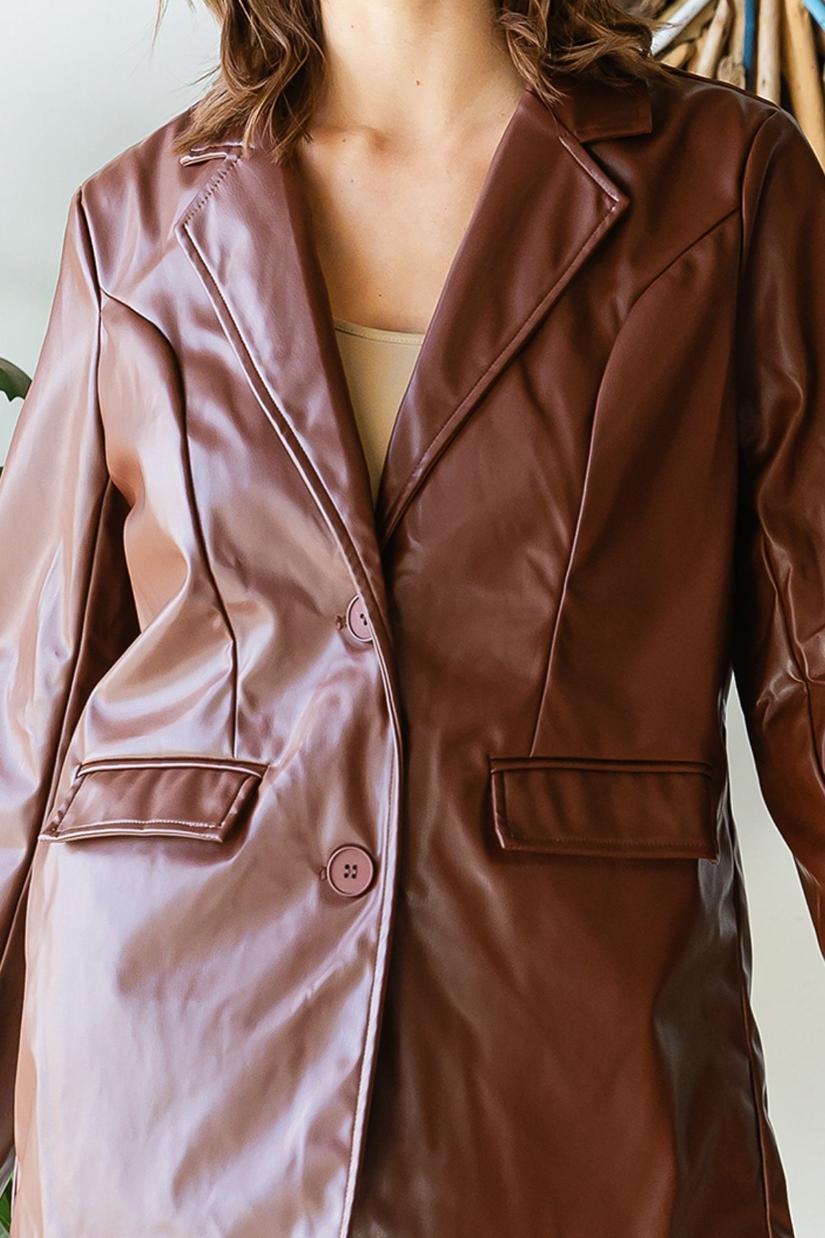 CHOCOLATE LEATHER JACKET 2-2-2