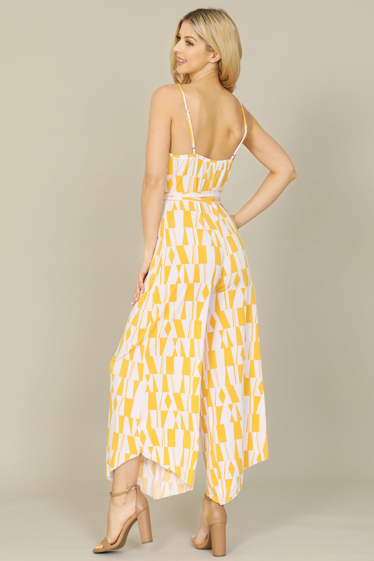 YELLOW WHITE SPAGHETTI JUMPSUIT 2-2-2