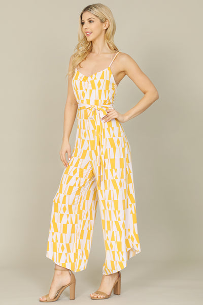 YELLOW WHITE SPAGHETTI JUMPSUIT 2-2-2