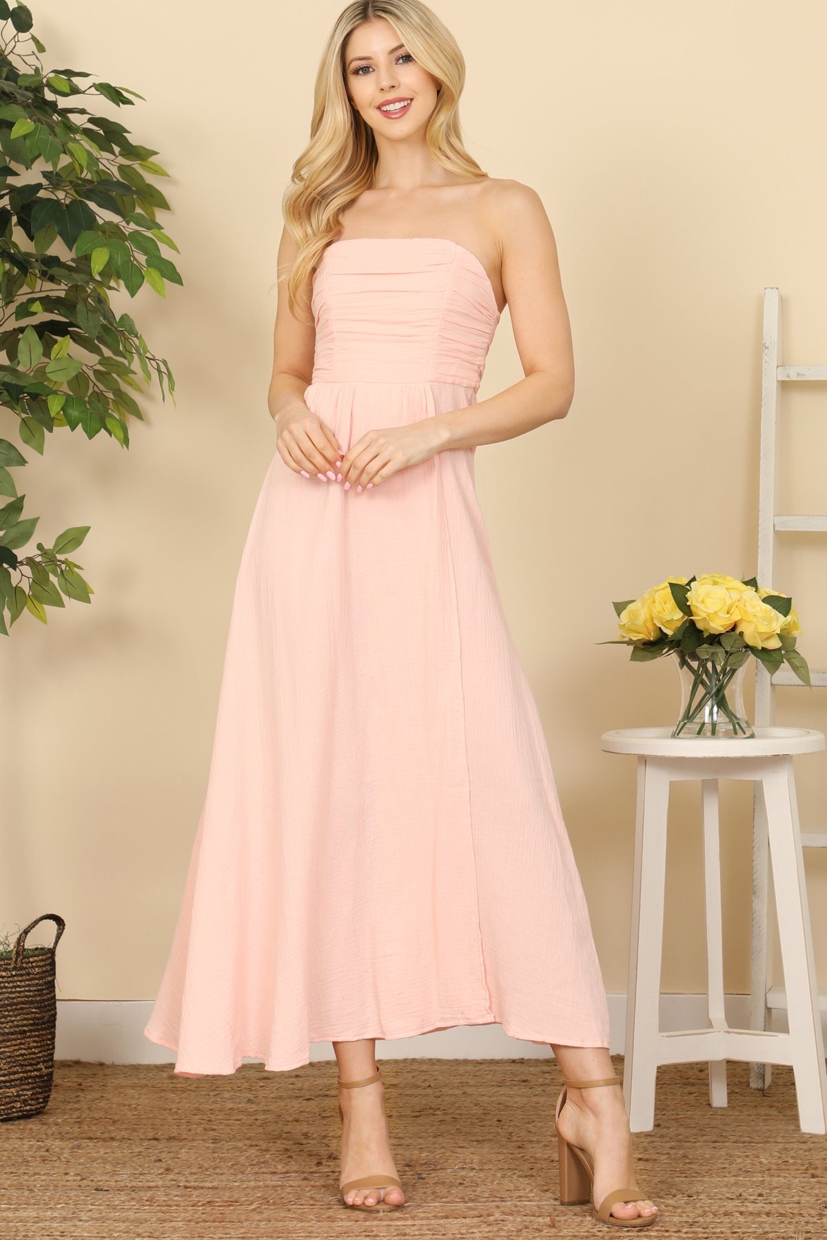 BLUSH TUBE AND SIDE SLIT DRESS 2-2-1