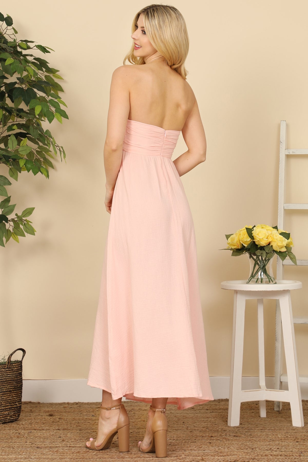 BLUSH TUBE AND SIDE SLIT DRESS 2-2-1