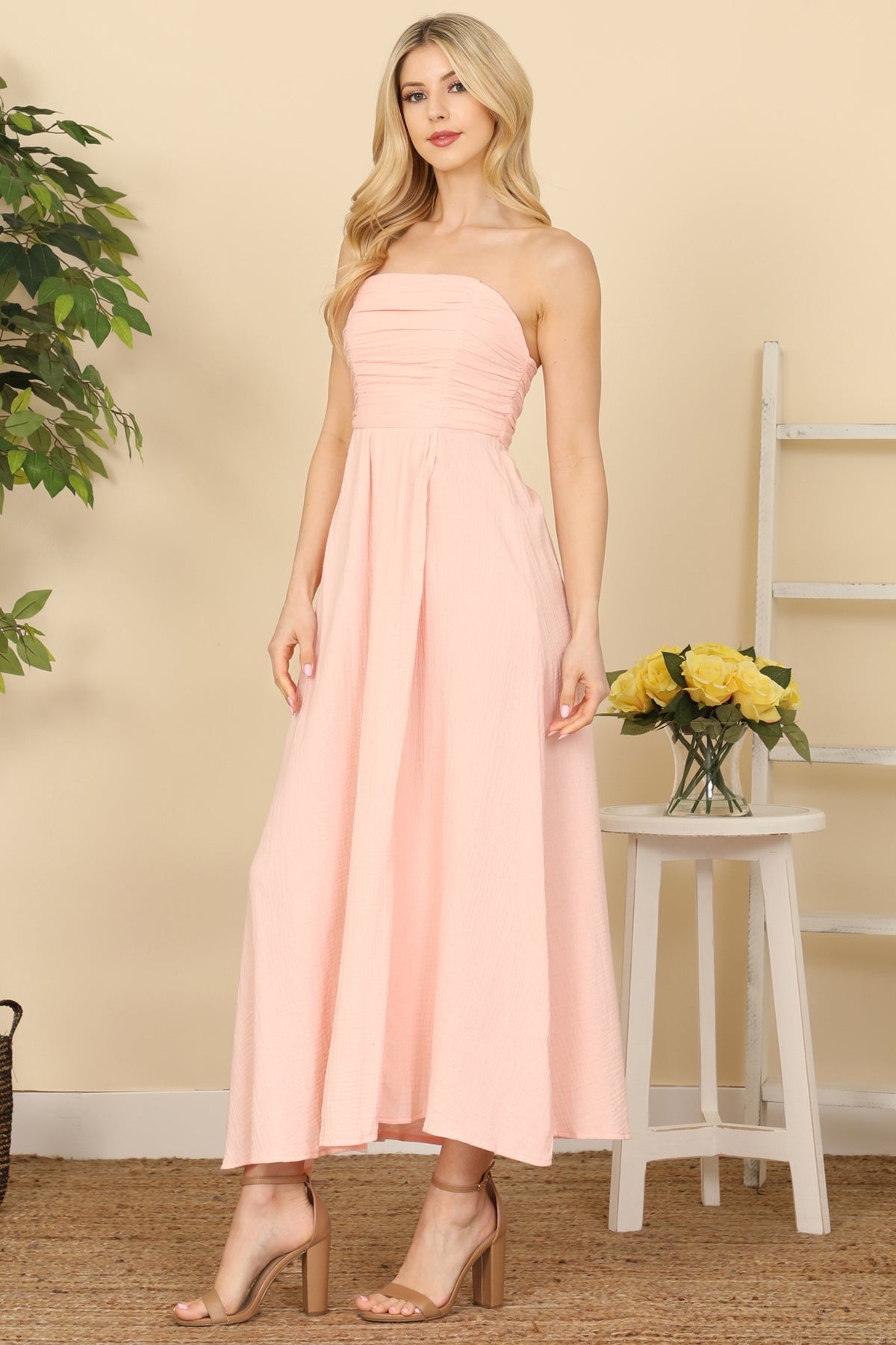 BLUSH TUBE AND SIDE SLIT DRESS 2-2-1