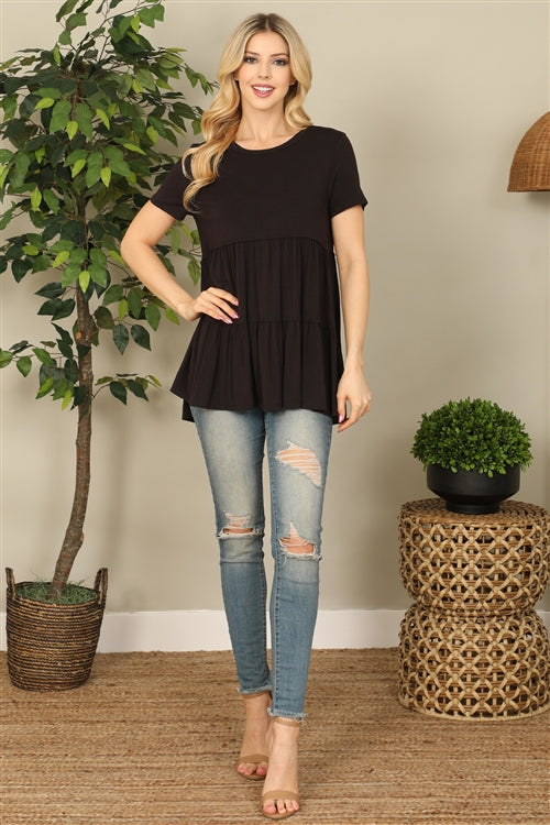 T4083-SHORT SLEEVE TIERED SOLID TOP 1-1-1-0