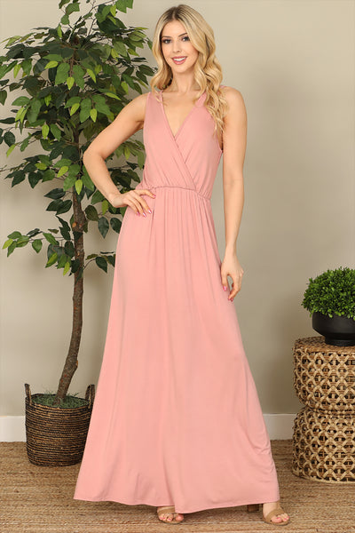 SLEEVELESS WRAP SOLID MAXI DRESS 2-2-2-2