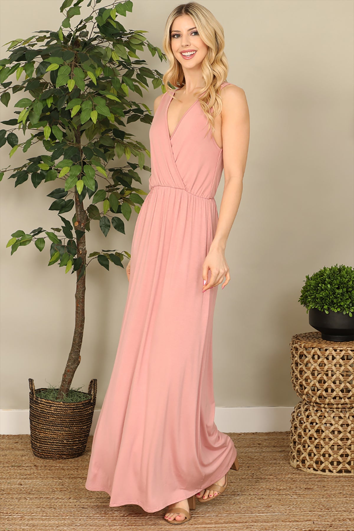 SLEEVELESS WRAP SOLID MAXI DRESS 2-2-2-2