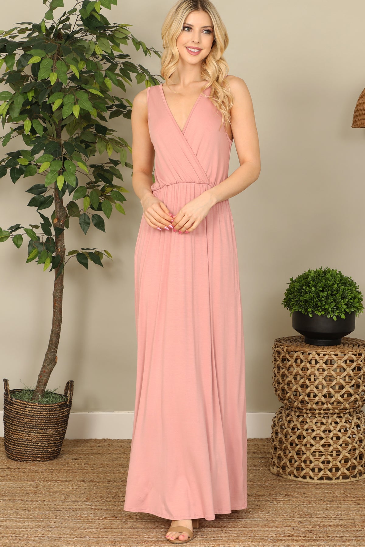 SLEEVELESS WRAP SOLID MAXI DRESS 2-2-2-2