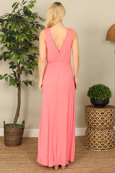 SLEEVELESS WRAP SOLID MAXI DRESS 2-2-2-2